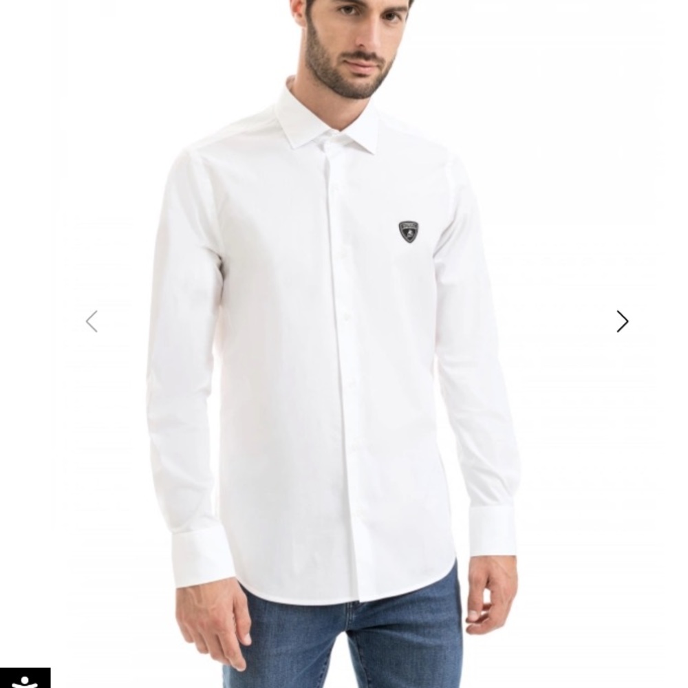 Like New Automobili Lamborghini Essential Button Down Shirt in White